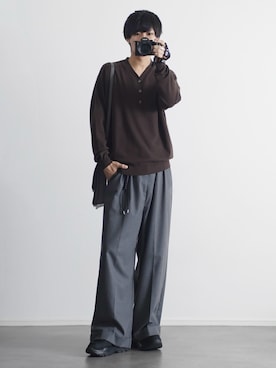 「アイテム（ニット/セーター）」を使った、こーせ︎︎︎︎︎︎︎︎さん（メンズ・169cm）の秋コーディネート