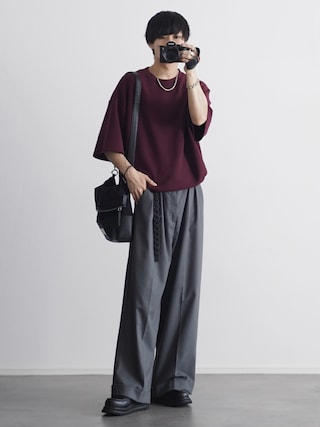 「ETELIO(エテリオ)のマルチファンクショナリーポンチドローコードTシャツ【接触冷感/抗ピリング/防シワ】(Tシャツ/カットソー)」を使った、こーせ︎︎︎︎︎︎︎︎さん(メンズ・169cm)の春コーディネート