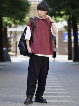 メンズのベスト レッド 赤色系 コーディネート Zozotown