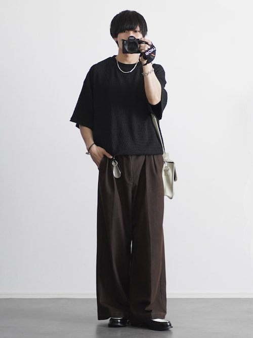 WASH-FAST 2タックセンタープレスデニムスラックス（デニムパンツ