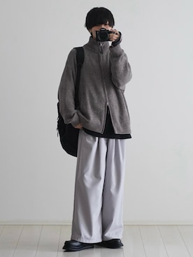 「アイテム（ニット/セーター、ブラウン系）」を使った、こーせ︎︎︎︎︎︎︎︎さん（メンズ・169cm）の秋コーディネート