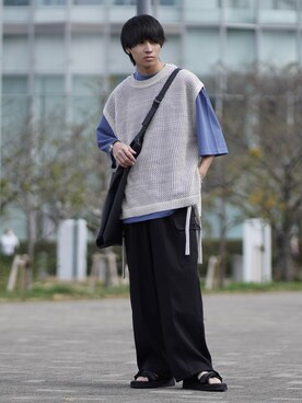 「ETELIO（エテリオ）の【SILVER925コーティング】メタルアンカー＆サークルチェーンブレスレット（ブレスレット）」を使った、こーせ︎︎︎︎︎︎︎︎さん（メンズ・169cm）の春コーディネート