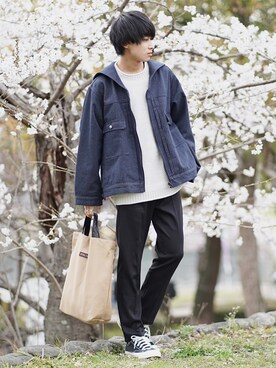 「CASPER JOHN（キャスパージョン）のアイテム（ブルゾン）」を使った、こーせ︎︎︎︎︎︎︎︎さん（メンズ・169cm）の春コーディネート