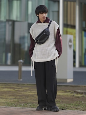 「ETELIO（エテリオ）の【2点セット】サージカルステンレスフープ　イヤーカフ　巾着付き（イヤーカフ）」を使った、こーせ︎︎︎︎︎︎︎︎さん（メンズ・169cm）の春コーディネート