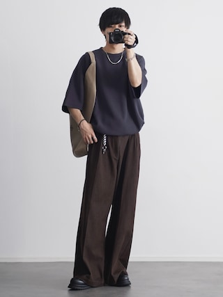 「ETELIO(エテリオ)のマルチファンクショナリーポンチドローコードTシャツ【接触冷感/抗ピリング/防シワ】(Tシャツ/カットソー)」を使った、こーせ︎︎︎︎︎︎︎︎さん(メンズ・169cm)の春コーディネート