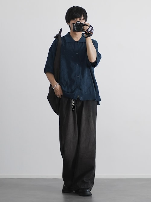 【セットアップ 2点セット】ポリトロテーラードシャツ+ワイドバギー2タックパンツ THE CASUAL｜【セットアップ 2点セット】ポリトロテーラード