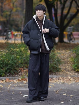 「アイテム（ポロシャツ）」を使った、こーせ︎︎︎︎︎︎︎︎さん（メンズ・169cm）の冬コーディネート