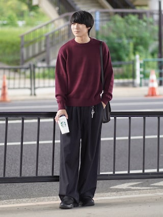 「ETELIO(エテリオ)の【マシンウォッシャブル】リラックスフィットシルキータッチもちもちニット(ニット/セーター)」を使った、こーせ︎︎︎︎︎︎︎︎さん(メンズ・169cm)の秋コーディネート