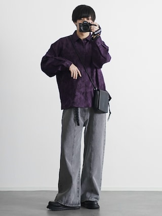 「ETELIO（エテリオ）の総柄ジャガードリラクシングシャツ（シャツ/ブラウス）」を使った、こーせ︎︎︎︎︎︎︎︎さん（メンズ・169cm）の春コーディネート