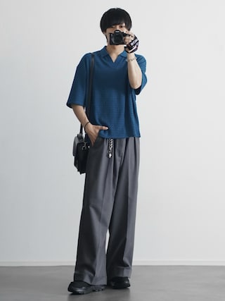 「ETELIO（エテリオ）のシャーリングスキッパーポロシャツ（ポロシャツ）」を使った、こーせ︎︎︎︎︎︎︎︎さん（メンズ・169cm）の夏コーディネート