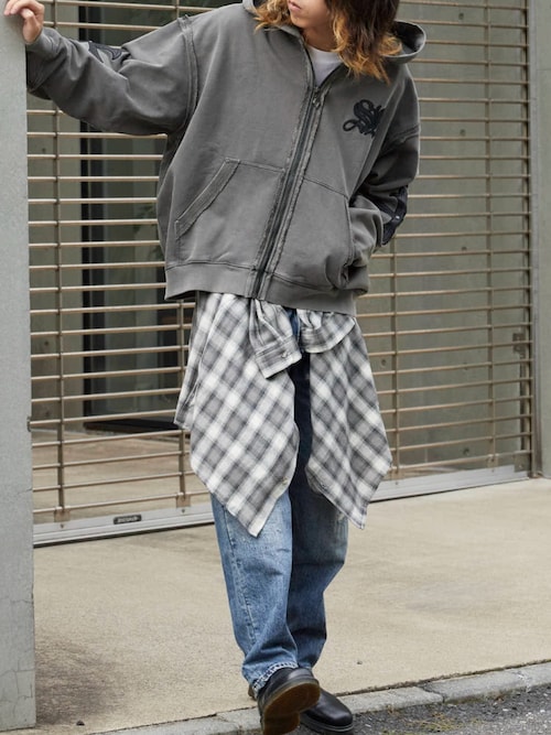 ダボロdaboro レザーパーカーグレー ダボロdaboro レザーパーカーグレー ジャケット・アウター