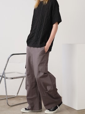 「アイテム（カーゴパンツ）」を使った、mikiさん（メンズ・178cm）の夏コーディネート
