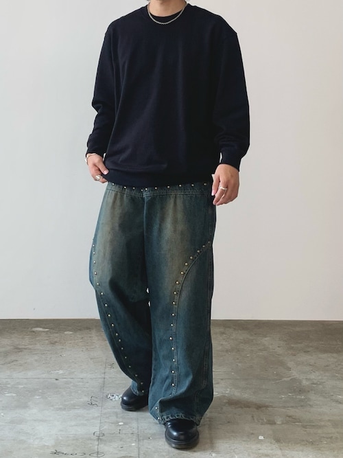 studs denim pant / スタッズ デニムパンツ ワイドストレート