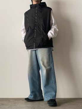 「Theater code（シアターコード）のアイテム（ベスト）」を使った、mikiさん（メンズ・170cm）の冬コーディネート