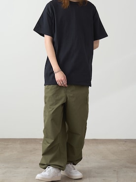 「GILDAN（ギルダン）のアイテム（Tシャツ/カットソー）」を使った、mikiさん（メンズ・178cm）の夏コーディネート
