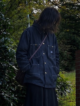 「Lee（リー）のLee/リー ARCHIVES OVERALL JACKET 91-J 1947 復刻モデル デニムカバーオール ジェルトデニム トリプルステッチ メンズ アメカジ 2026年秋冬 秋服（デニムジャケット、ブルー系）」を使った、mikiさん（レディース・162cm）の秋コーディネート