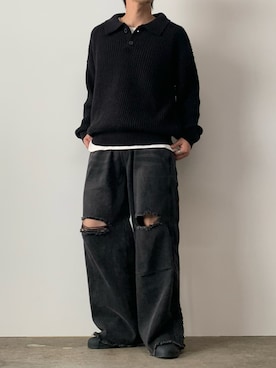 「Theater code（シアターコード）のアイテム（パンツ）」を使った、mikiさん（メンズ・170cm）の冬コーディネート