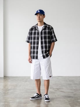 「FRUIT OF THE LOOM（フルーツオブザルーム）のアイテム」を使った、mikiさん（メンズ・178cm）の夏コーディネート