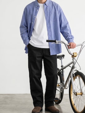 「Dickies（ディッキーズ）の【お気に入り数11万人突破】Dickies/ディッキーズ THE ORIGINAL FIT 874 TCツイル センタープレス スケーターパンツ レングス32インチ ワークパンツ イージーパンツ 2026年 夏 夏服 秋服（チノパンツ、ブラック系）」を使った、mikiさん（メンズ・178cm）の夏コーディネート
