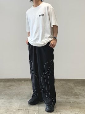 STRIPE WOOL WIDE SLACKS(GRAY)