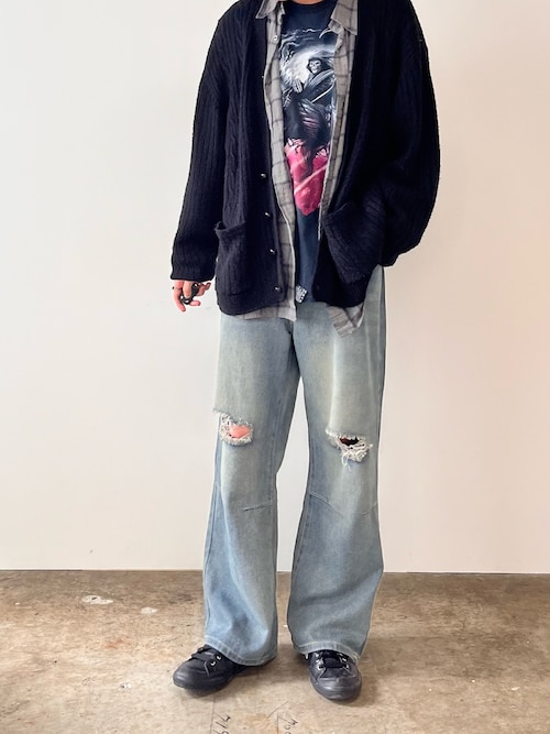 セール】damage denim pants/ダメージデニム クラッシュデニム