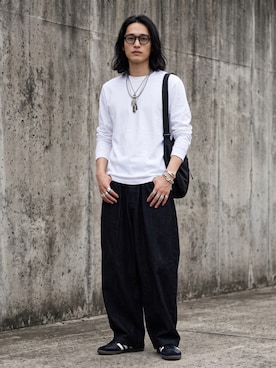 「Gramicci（グラミチ）のGramicci/グラミチ Gramicci PANT パンツ グラミチパンツ テーパード コットン ユニセックス 秋 秋服 2026年秋冬（チノパンツ、ブラック系）」を使った、mikiさん（レディース・162cm）の秋コーディネート