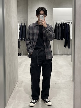 「CONVERSE（コンバース）のCONVERSE/コンバース AS J OX スニーカー オールスター ローカット ブランドロゴ 日本製 アメカジ ストリート メンズ 2026年秋冬（スニーカー、ブラック系）」を使った、mikiさん（レディース・162cm）の秋コーディネート