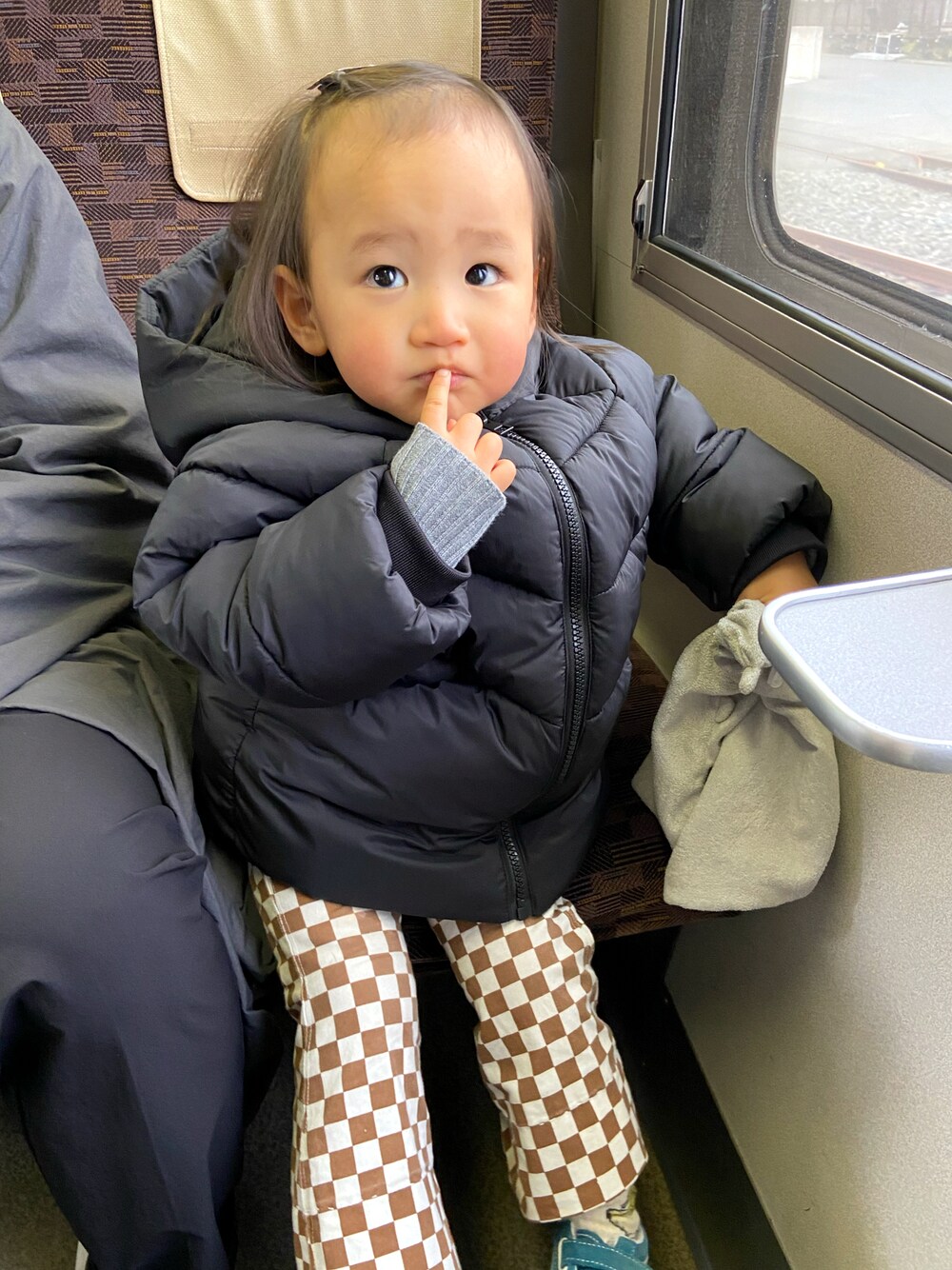 「キッズコーデ、男の子コーデ、2歳、むすこーで」｜「ZARA KIDSのアイテム（ダウンジャケット/コート、ブラック系）」を使った、sugiteboyさん（キッズ・80cm）の冬コーディネートの1枚目の写真