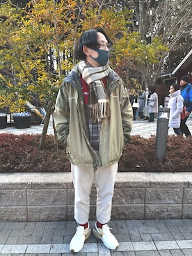 「FRED PERRY（フレッドペリー）のアイテム（Tシャツ/カットソー）」を使った、muuさん（メンズ・174cm）の冬コーディネート