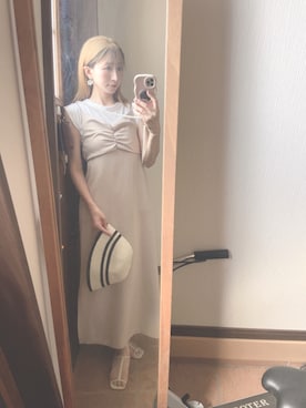 「キャミワンピ」｜「アイテム（ワンピース/ドレス、ホワイト系）」を使った、reichelさん（レディース・150cm）の夏コーディネート