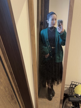 「GU（ジーユー）のアイテム（坦克背心、ブラック系）」を使った、reichelさん（レディース・150cm）の冬コーディネート