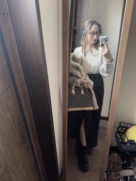 「Avail（アベイル）のアイテム（針織衫、ベージュ系）」を使った、reichelさん（レディース・150cm）の冬コーディネート