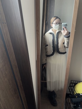 「GU（ジーユー）のアイテム（針織衫、ホワイト系）」を使った、reichelさん（レディース・150cm）の冬コーディネート