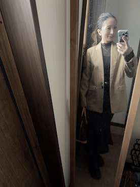 「mysty woman（ミスティウーマン）のアイテム（休閒西裝、ベージュ系）」を使った、reichelさん（レディース・150cm）の冬コーディネート