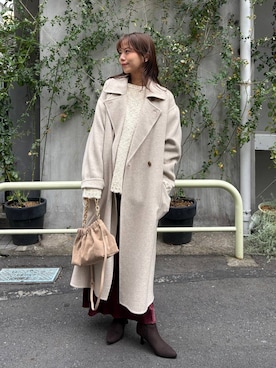 「アイテム（ステンカラーコート）」を使った、RYOKOさん（レディース・158cm）の秋コーディネート