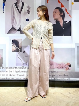 「A part by（アパートバイ）のタイプライターストレートパンツ（その他パンツ、ピンク系）」を使った、RYOKOさん（レディース・158cm）の春コーディネート