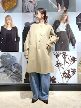 「アイテム（ノーカラーコート）」を使った、RYOKOさん（レディース・158cm・30代）の秋コーディネート