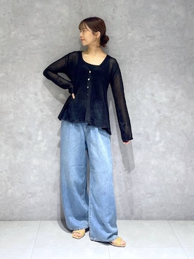 「A part by（アパートバイ）のチュールタンク≪追加3≫（タンクトップ、ブラック系）」を使った、RYOKOさん（レディース・158cm）の春コーディネート