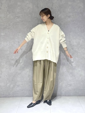 「A part by（アパートバイ）のスラックスコクーンボリュームパンツ（スラックス、ベージュ系）」を使った、RYOKOさん（レディース・158cm）の春コーディネート