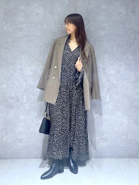 「A part by（アパートバイ）のＷライクテーラードスリットジャケット（テーラードジャケット）」を使った、RYOKOさん（レディース・158cm）の秋コーディネート