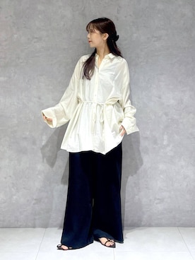「アイテム（バレッタ/ヘアクリップ）」を使った、RYOKOさん（レディース・158cm）の夏コーディネート