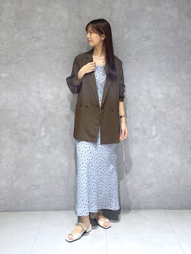 「A part by（アパートバイ）のシアーWジャケット（テーラードジャケット、ブラウン系）」を使った、RYOKOさん（レディース・158cm）の春コーディネート