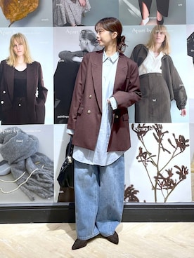 「アイテム（シャツワンピース）」を使った、RYOKOさん（レディース・158cm）の秋コーディネート