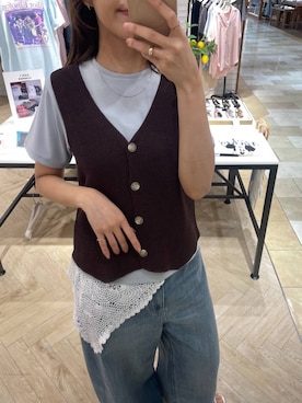 「A part by（アパートバイ）のApbコクーンデニムパンツ≪追加3≫（デニムパンツ、ブルー系）」を使った、RYOKOさん（レディース・158cm）の春コーディネート