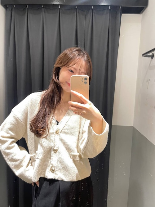 ツイードVカーディガン