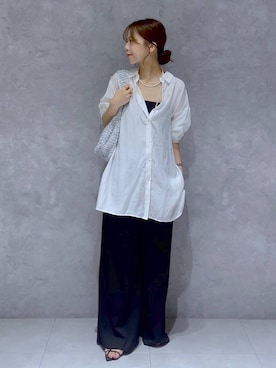 「着痩せ」｜「アイテム（アクセサリー）」を使った、RYOKOさん（レディース・158cm）の夏コーディネート