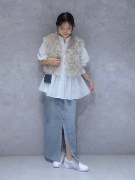 「アイテム（デニムスカート）」を使った、RYOKOさん（レディース・158cm・30代）の秋コーディネート