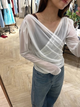 「A part by（アパートバイ）のシアードレーププルオーバー（Tシャツ/カットソー、ホワイト系）」を使った、RYOKOさん（レディース・158cm）の春コーディネート
