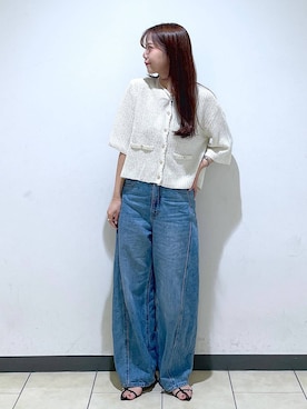 「アイテム（カーディガン/ボレロ）」を使った、RYOKOさん（レディース・158cm・30代）の夏コーディネート