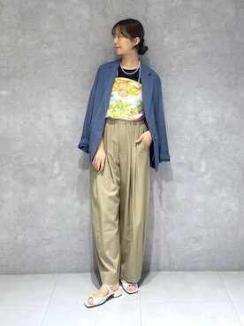 「A part by（アパートバイ）のスラックスコクーンボリュームパンツ（スラックス、ベージュ系）」を使った、RYOKOさん（レディース・158cm）の春コーディネート